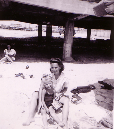 A day at the beach in Atlantic City, NJ circa 1945. Pictured are Catherine Nygard and her daughter Catherine Nygard Hasson.